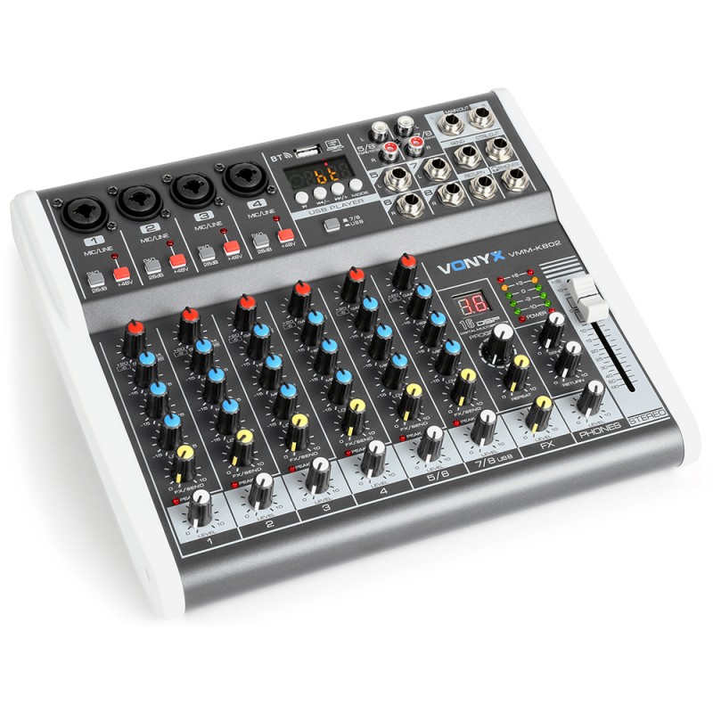 Music Mixer 8Ch/BT/Echo/USB Rec. EGO Technologies